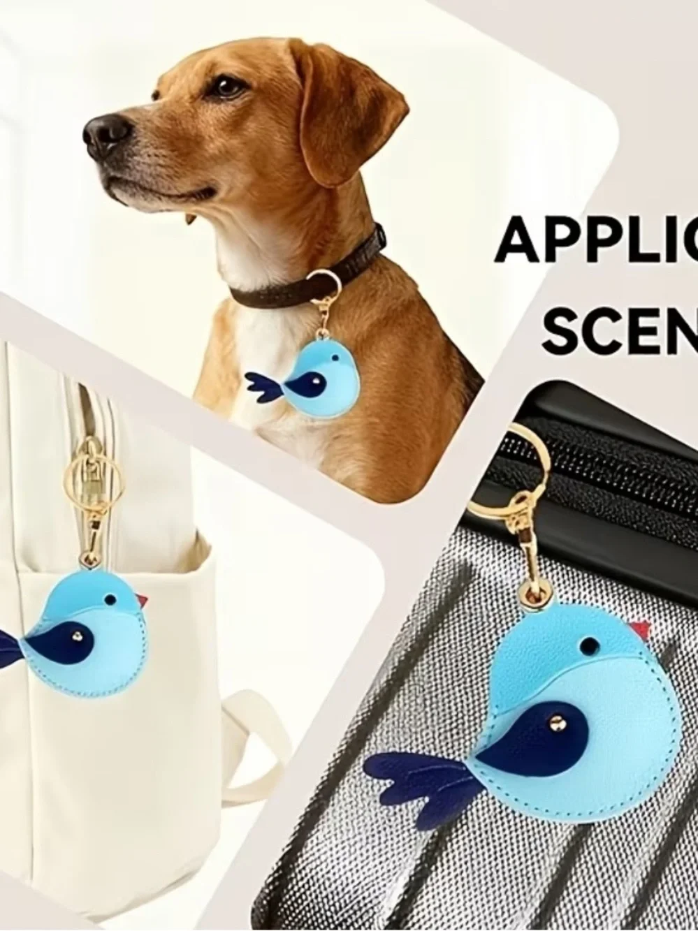 Red Bird AirTag Holder Keychain Charm | Faux Leather Bag Charm NWT